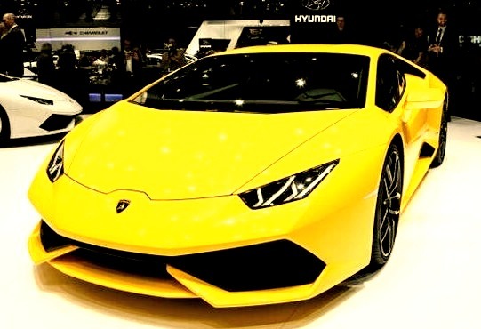 Yellow Lamborghini New at Car Show