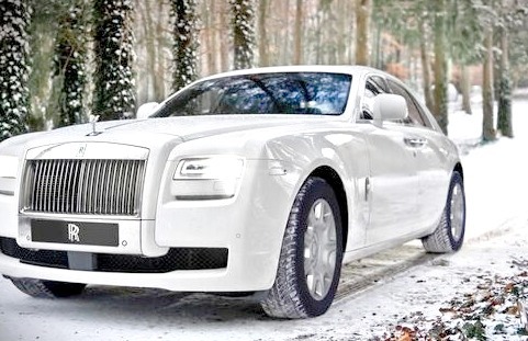 White Rolls Royce Ghost on the SnowMerry White Christmaswww.DiscoverLavish.com